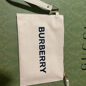 Burberry Canvas Wristlet- Cosmetic Bag.